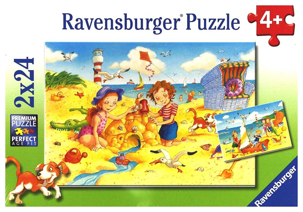 Ravensburger Puzzles Children at the Beach, Multi Color (2 x 24 Pieces ...